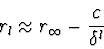 \begin{displaymath}
r_l \approx r_\infty - {c \over \delta^l}
\end{displaymath}