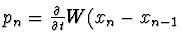 $p_n = {\partial \over \partial t} W(x_n - x_{n-1}$