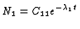 $\displaystyle N_1 = C_{11} e^{-\lambda_1 t}$